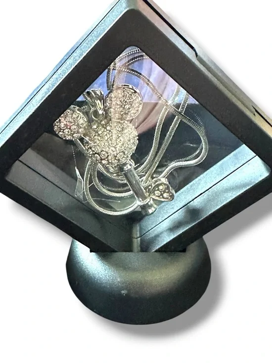 Disney Arribas Necklace Mickey Studded Crystal Key w/Display Case Genuine Disney - Picture 6 of 7